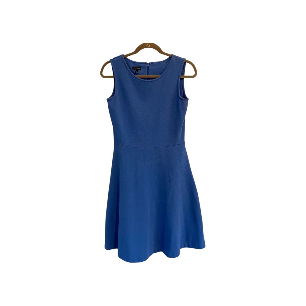 Talbots Blue Sleeveless Fit and Flare Dress Ribbed Knit Casual Career Size S